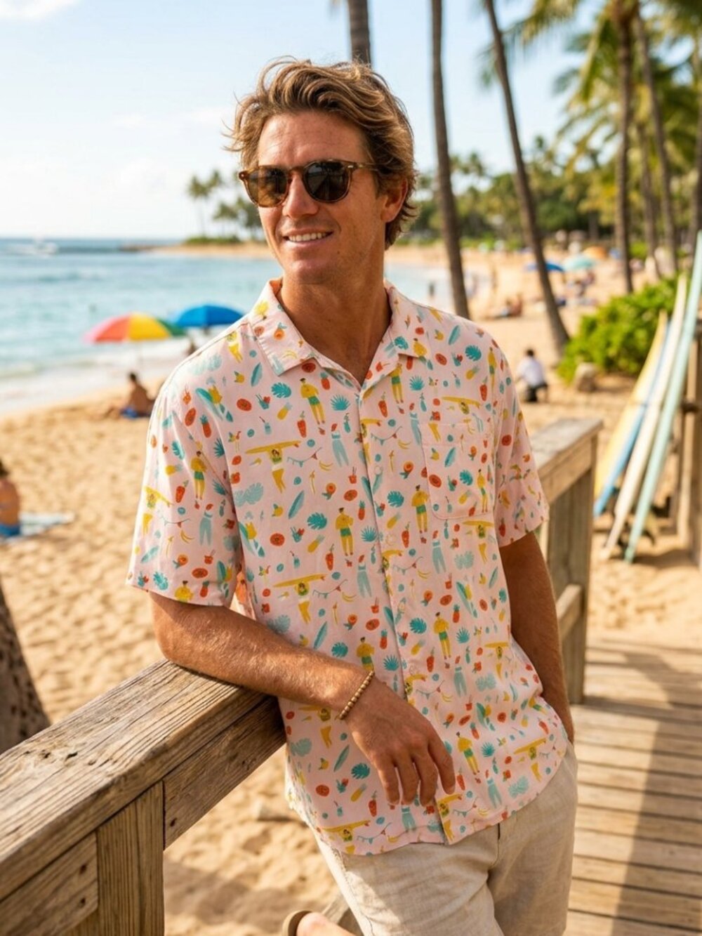 Super Massive 100% Rayon Tropical Button Down Shirt